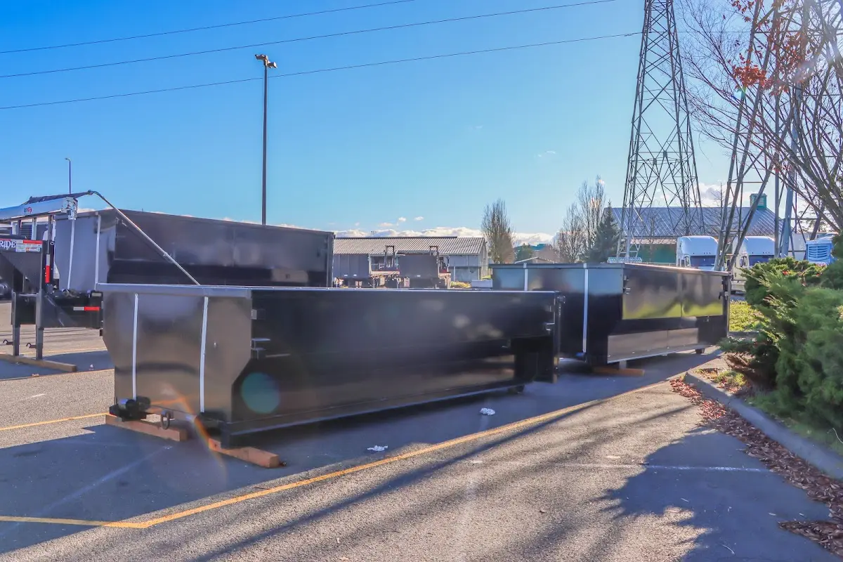 Roll-off dumpster ready for waste disposal at job site for Construction Dumpster Rental in Golden Gate
